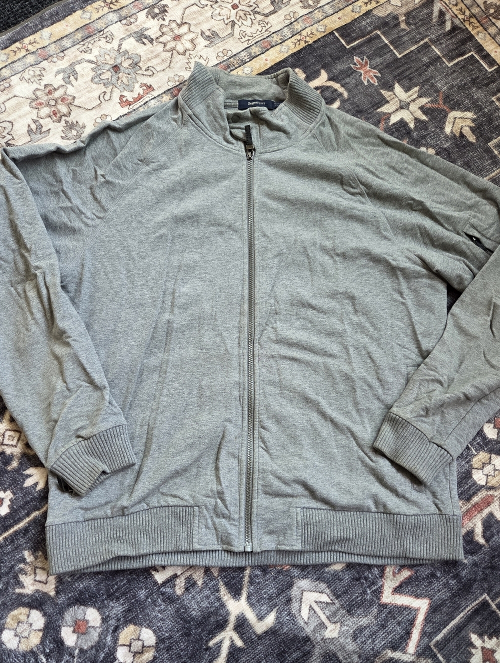 ZEGNASPORT Men's XXL Zip-Front Sweater Jacket in Gray